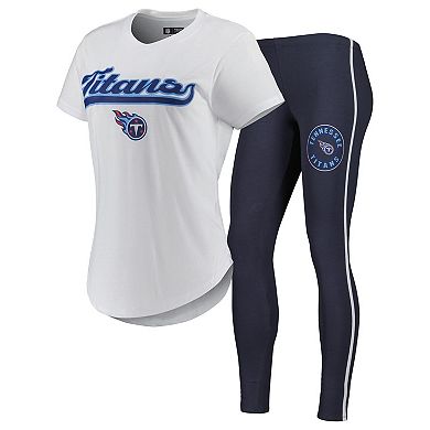 Women's Concepts Sport White/Charcoal Tennessee Titans Sonata T-Shirt & Leggings Sleep Set