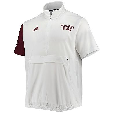 Men's adidas White Mississippi State Bulldogs M STM AEROREADY Half-Zip Jacket