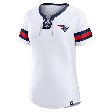Women's Fanatics Branded White New England Patriots Sunday Best Lace-Up T-Shirt
