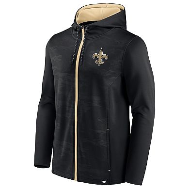 Men's Fanatics Branded Black/Gold New Orleans Saints Ball Carrier Full-Zip Hoodie