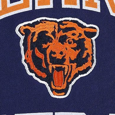 Men's Mitchell & Ness Navy Chicago Bears Washed Short Sleeve Pullover Hoodie
