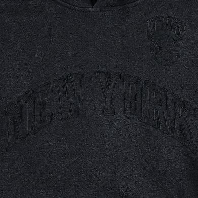 Men's Mitchell & Ness Black New York Knicks Tonal Short Sleeve Pullover Hoodie
