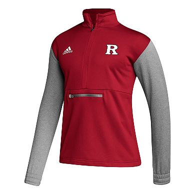 Men's adidas Scarlet/Heathered Gray Rutgers Scarlet Knights Team AEROREADY Half-Zip Top