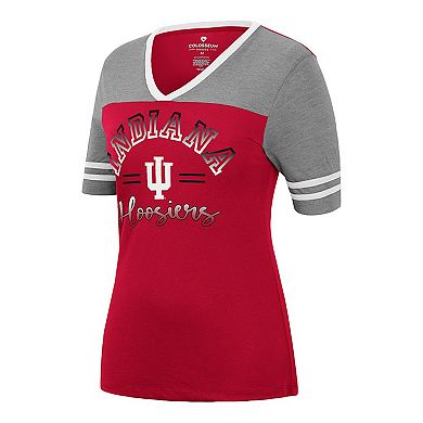 Women's Colosseum Crimson/Heathered Gray Indiana Hoosiers There You Are V-Neck T-Shirt