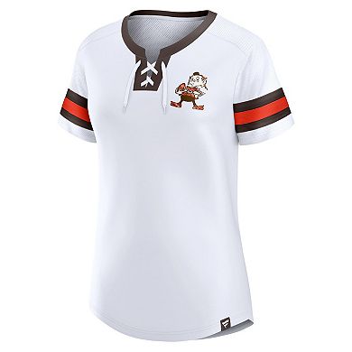 Women's Fanatics Branded White Cleveland Browns Gridiron Classics Sunday Best Lace-Up T-Shirt