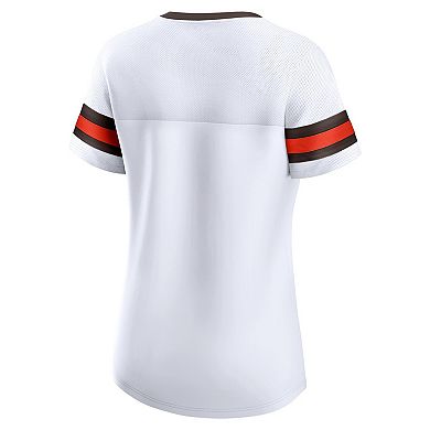 Women's Fanatics Branded White Cleveland Browns Gridiron Classics Sunday Best Lace-Up T-Shirt