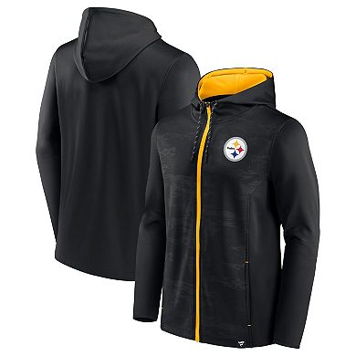 Men's Fanatics Branded Black/Gold Pittsburgh Steelers Ball Carrier Full-Zip Hoodie