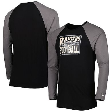Men's New Era Black Las Vegas Raiders Throwback Raglan Long Sleeve T-Shirt