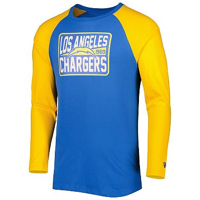 Men's New Era Powder Blue Los Angeles Chargers Current Raglan Long Sleeve T-Shirt