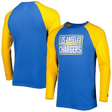 Men's New Era Powder Blue Los Angeles Chargers Current Raglan Long Sleeve T-Shirt