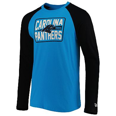 Men's New Era Blue Carolina Panthers Current Raglan Long Sleeve T-Shirt
