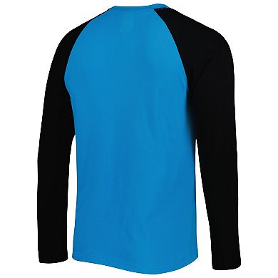 Men's New Era Blue Carolina Panthers Current Raglan Long Sleeve T-Shirt