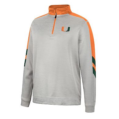 Men's Colosseum Gray/Orange Miami Hurricanes Bushwood Fleece Quarter-Zip Jacket