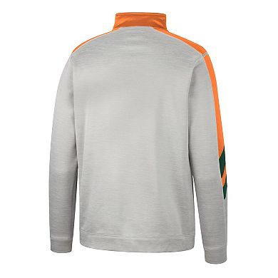 Men's Colosseum Gray/Orange Miami Hurricanes Bushwood Fleece Quarter-Zip Jacket