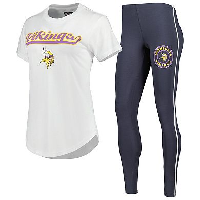 Women's Concepts Sport White/Charcoal Minnesota Vikings Sonata T-Shirt & Leggings Sleep Set