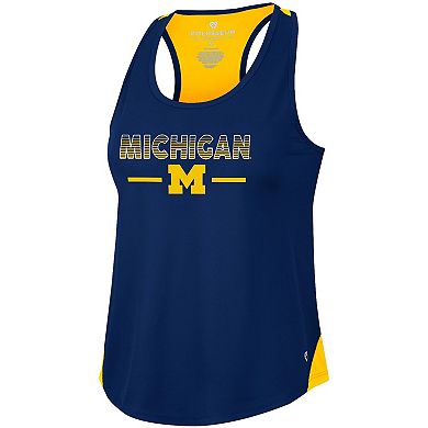 Women's Colosseum Navy Michigan Wolverines Sachs 2-Hit Scoop Neck Racerback Tank Top