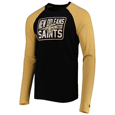 Men's New Era Black New Orleans Saints Current Raglan Long Sleeve T-Shirt