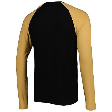 Men's New Era Black New Orleans Saints Current Raglan Long Sleeve T-Shirt