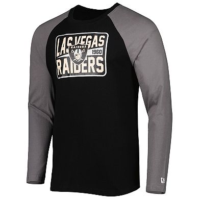 Men's New Era Black Las Vegas Raiders Current Raglan Long Sleeve T-Shirt