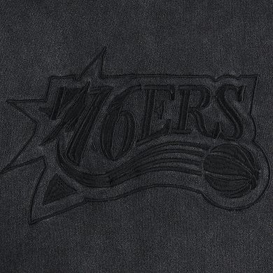 Men's Mitchell & Ness Black Philadelphia 76ers Tonal Short Sleeve Pullover Hoodie