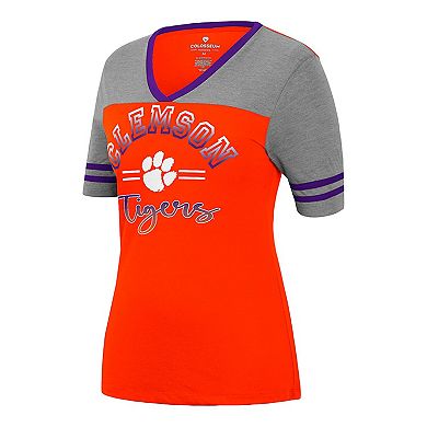 Women's Colosseum Orange/Heathered Gray Clemson Tigers There You Are V-Neck T-Shirt
