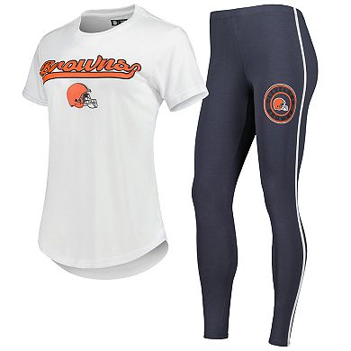 Women's Concepts Sport White/Charcoal Cleveland Browns Sonata T-Shirt & Leggings Sleep Set