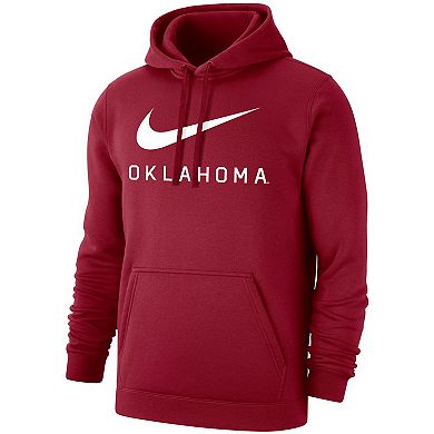 Men's Nike Crimson Oklahoma Sooners Big Swoosh Club Pullover Hoodie