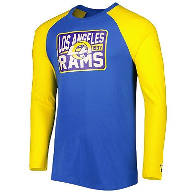 Men's New Era Royal Los Angeles Rams Current Raglan Long Sleeve T-Shirt