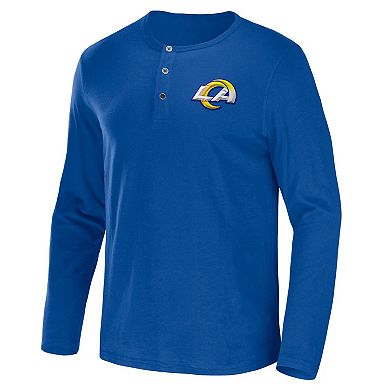 Men's NFL x Darius Rucker Collection by Fanatics Royal Los Angeles Rams Slub Jersey Henley Long Sleeve T-Shirt