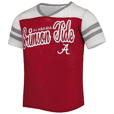 Girls Youth Colosseum Crimson Alabama Crimson Tide Practically Perfect Striped T-Shirt