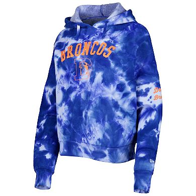 Women's New Era Royal Denver Broncos Cloud Dye Fleece Pullover Hoodie