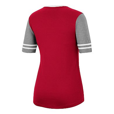 Women's Colosseum Crimson/Heathered Gray Alabama Crimson Tide There You Are V-Neck T-Shirt