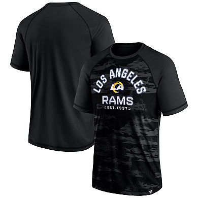 Men's Fanatics Branded Los Angeles Rams Blackout Hail Mary Raglan T-Shirt