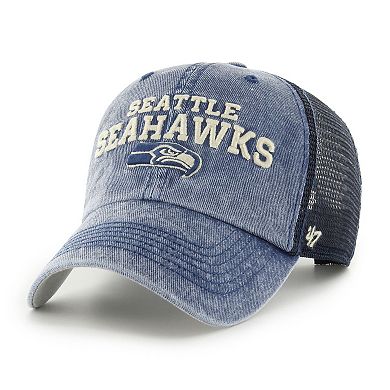 Men's '47 College Navy Seattle Seahawks Drumlin Trucker Clean Up Snapback Hat