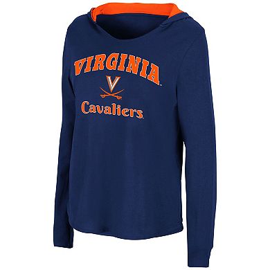 Women's Colosseum Navy Virginia Cavaliers Catalina Hoodie Long Sleeve T-Shirt