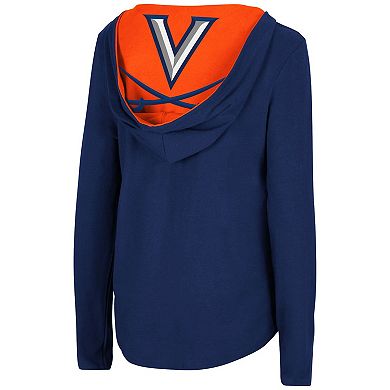 Women's Colosseum Navy Virginia Cavaliers Catalina Hoodie Long Sleeve T-Shirt