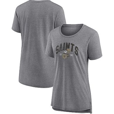 Women's Fanatics Branded Heathered Gray New Orleans Saints Drop Back Modern T-Shirt