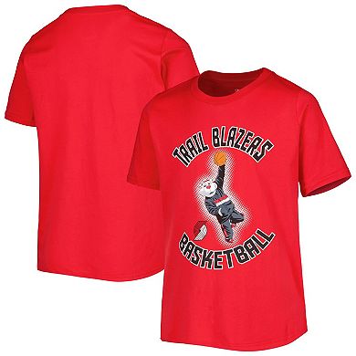 Youth Red Portland Trail Blazers Mascot Show T-Shirt