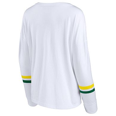 Women's Fanatics Branded White Oregon Ducks Retro Power Striped Long Sleeve T-Shirt