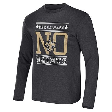 Men's NFL x Darius Rucker Collection by Fanatics Heathered Charcoal New Orleans Saints Long Sleeve T-Shirt