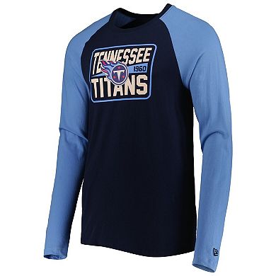Men's New Era Navy Tennessee Titans Current Raglan Long Sleeve T-Shirt