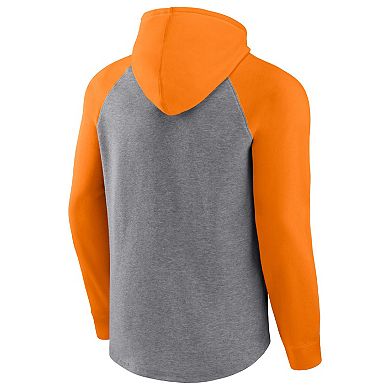 Men's Fanatics Branded Heathered Gray/Orange Tampa Bay Buccaneers By Design Raglan Pullover Hoodie