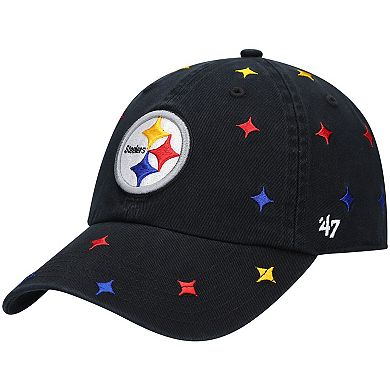 Women's '47 Black Pittsburgh Steelers Multi Confetti Clean Up Adjustable Hat