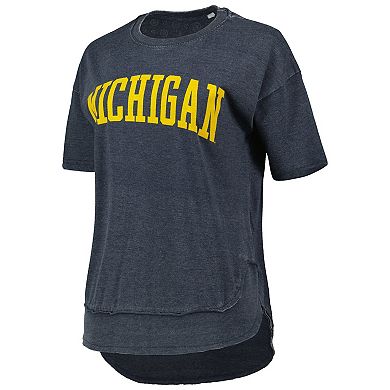 Women's Pressbox Heathered Navy Michigan Wolverines Arch Poncho T-Shirt