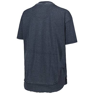 Women's Pressbox Heathered Navy Michigan Wolverines Arch Poncho T-Shirt