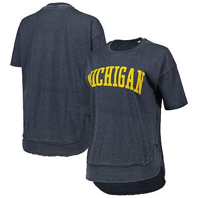 Women's Pressbox Heathered Navy Michigan Wolverines Arch Poncho T-Shirt