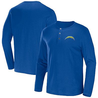 Men's NFL x Darius Rucker Collection by Fanatics Royal Los Angeles Chargers Slub Jersey Henley Long Sleeve T-Shirt