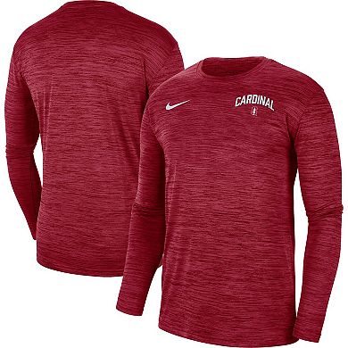 Men's Nike Cardinal Stanford Cardinal Sideline Game Day Velocity Performance Long Sleeve T-Shirt