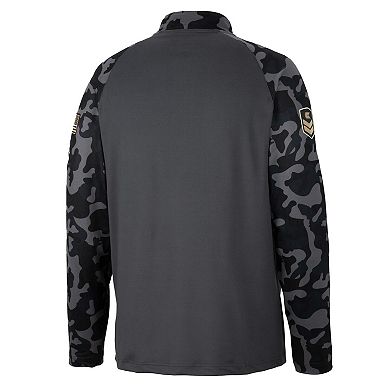 Men's Colosseum Charcoal Washington State Cougars OHT Military Appreciation Long Range Raglan Quarter-Zip Jacket