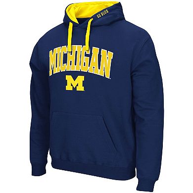 Men's Colosseum Navy Michigan Wolverines Big & Tall Arch & Logo 2.0 Pullover Hoodie